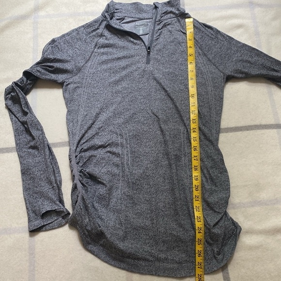 ATHLETA Gray Fast Track Quarter Zip Pullover, Ruched Sides Women’s Size XL - Picture 7 of 9